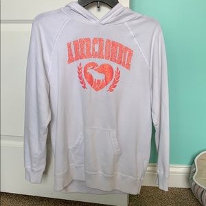 A white Abercrombie hoodie
